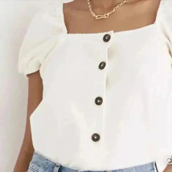 Madewell SQUARE NECK PUFF SLEEVED TOP Size XS - Picture 3 of 6